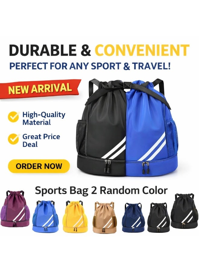 MXM Lightweight Sports Backpack, Casual Drawstring Unisex with shoe compartment, Travel School Gym (Two Random Colors) - Image 2
